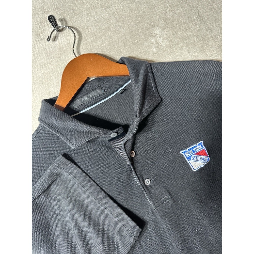 Greyson Golf Polo Shirt Short Sleeve Men's Large Black Solid New York Rangers
